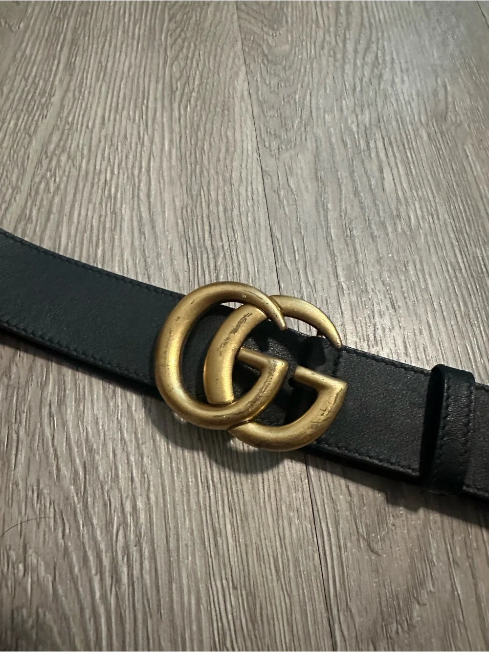 Gucci GG Buckle Black Marmont Wide Leather Belt Sz ML Fits 28-32 Waist